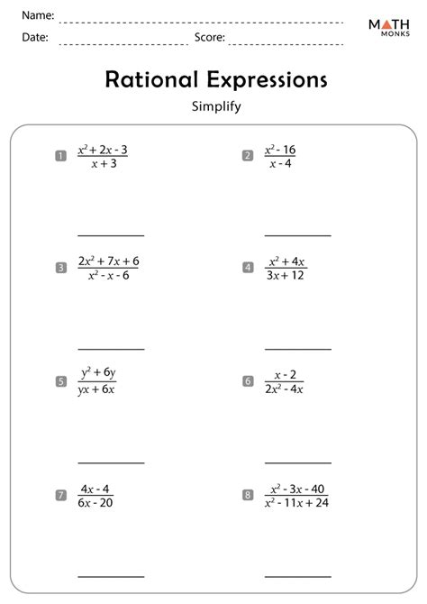 simplifying rational expressions with negative exponents worksheet